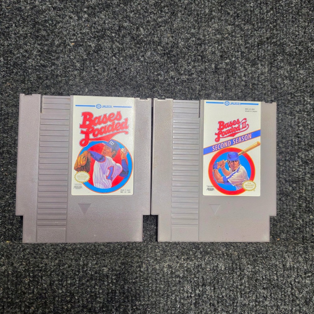 Bases Loaded & Bases Loaded II Second Season Nintendo NES Jaleco Game Bundle